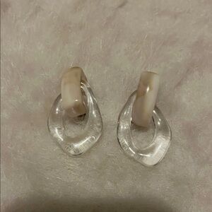 Elegant Cream and Clear Acrylic Earrings